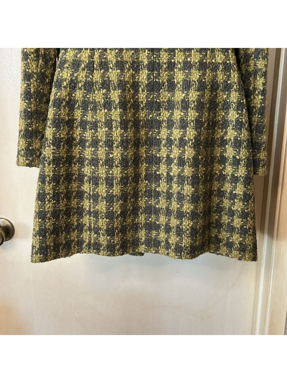 INC Green/gray plaid double breasted overcoat size M - Picture 7 of 8